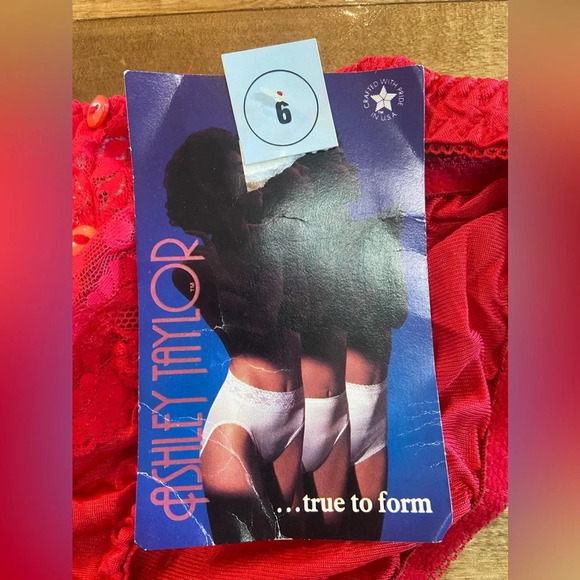 ASHLEY TAYLOR Vintage 80s 90s Red Lingerie Set Two Piece Size Medium 6 USA Made - Picture 11 of 16